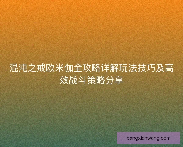 混沌之戒欧米伽全攻略详解玩法技巧及高效战斗策略分享